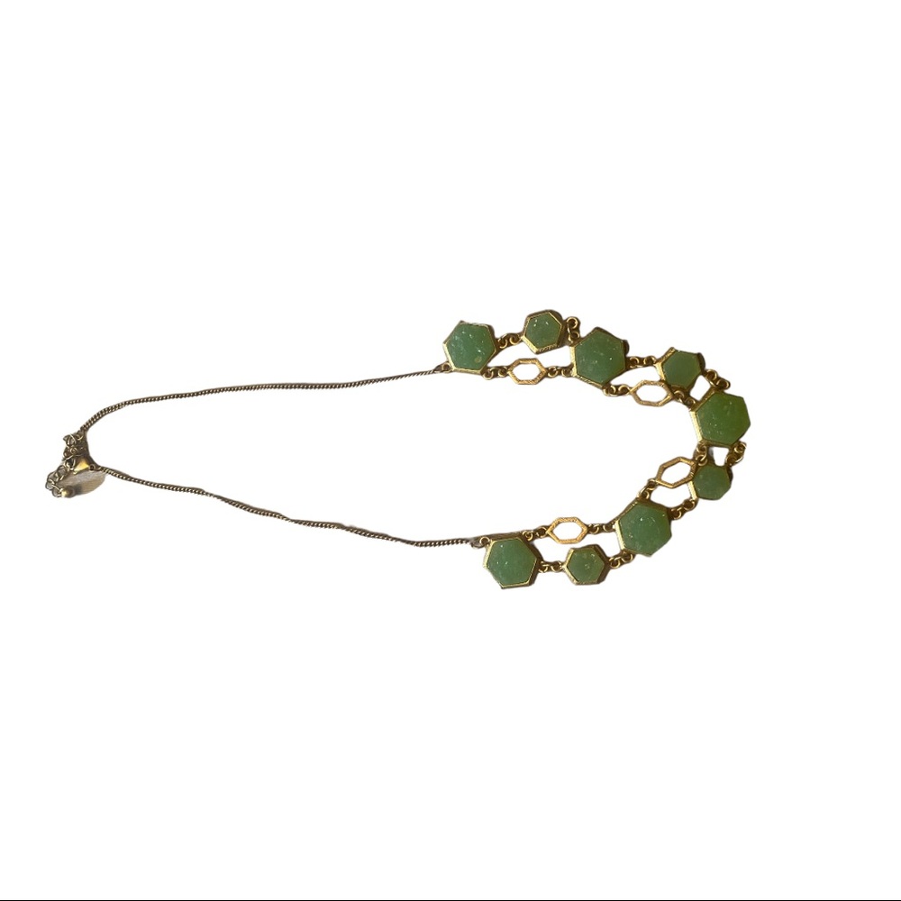 Green and gold tone necklace
